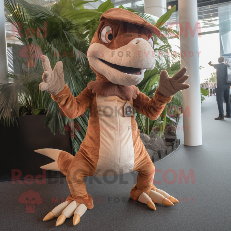 Brown Dimorphodon mascot costume character dressed with a Playsuit and Foot pads Brown Dimorphodon mascot costume character dressed with a Playsuit and Foot pads