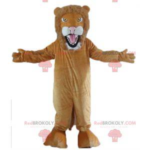 Mascotte de lion marron et blanc rugissant - Redbrokoly.com