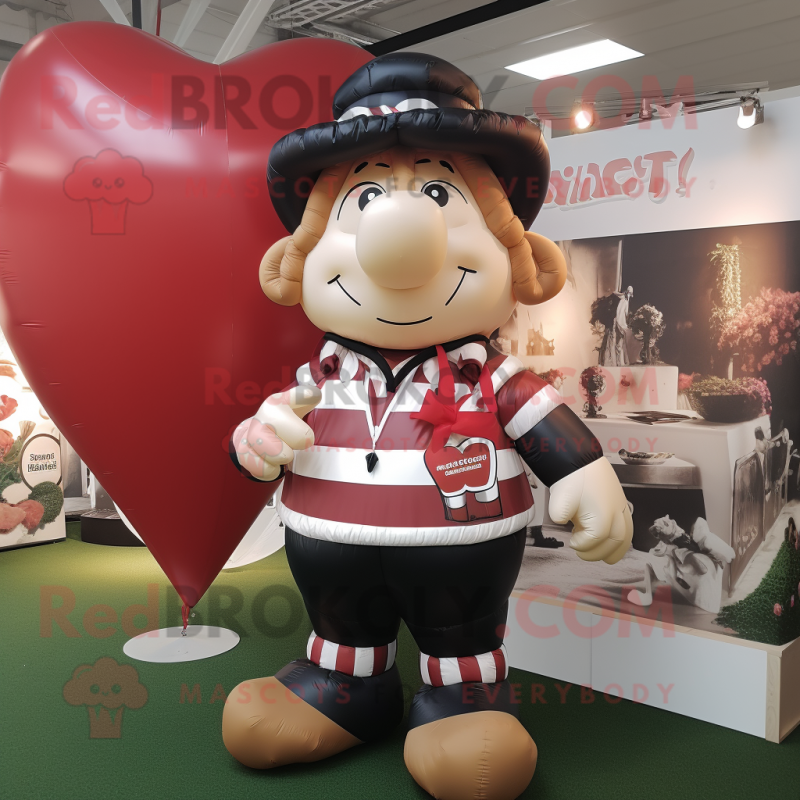nan Heart Shaped Balloons mascot costume character dressed with a Rugby Shirt and Belts nan Heart Shaped Balloons mascot costume character dressed with a Rugby Shirt and Belts