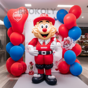 nan Heart Shaped Balloons mascot costume character dressed with a Rugby Shirt and Belts