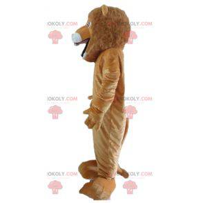Mascota león rugiente marrón y blanco - Redbrokoly.com