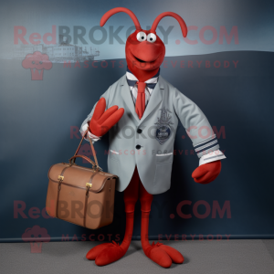Silver Lobster Bisque mascot costume character dressed with a Coat and Pocket squares