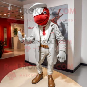 Silver Lobster Bisque mascot costume character dressed with a Coat and Pocket squares