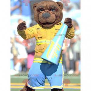 Brown bear mascot dressed as a firefighter - Redbrokoly.com