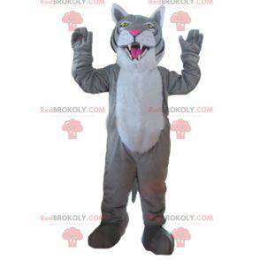 Mascote gigante tigre cinza preto e branco - Redbrokoly.com