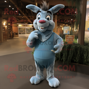 Blue Donkey mascot costume character dressed with a Corduroy Pants and Wraps