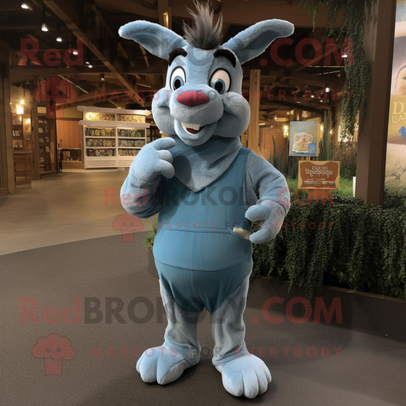Blue Donkey mascot costume character dressed with a Corduroy Pants and Wraps Blue Donkey mascot costume character dressed with a Corduroy Pants and Wraps