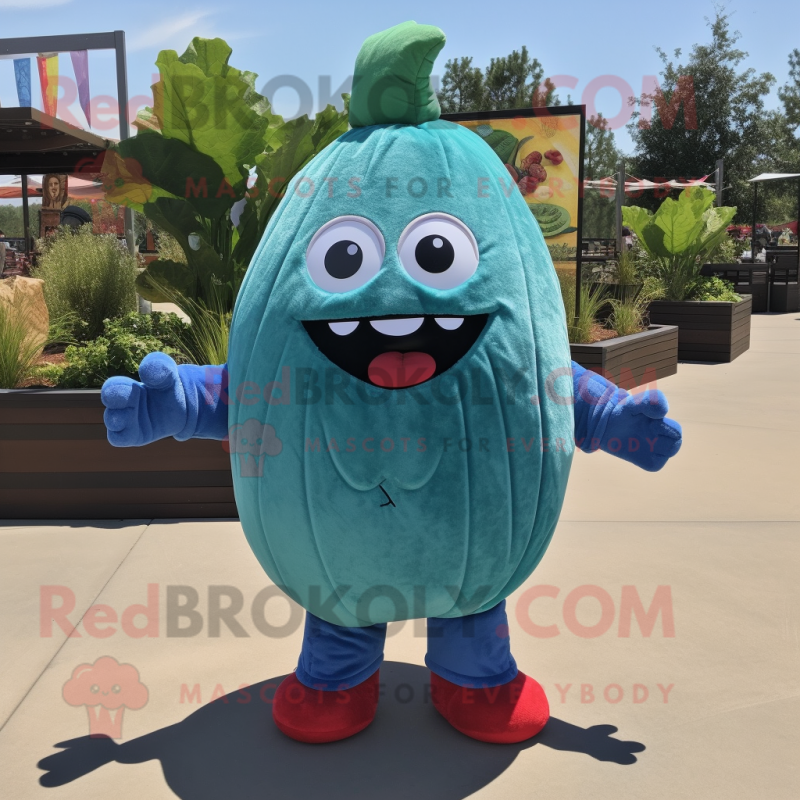 Blue Watermelon mascot costume character dressed with a Corduroy Pants and Gloves Blue Watermelon mascot costume character dressed with a Corduroy Pants and Gloves