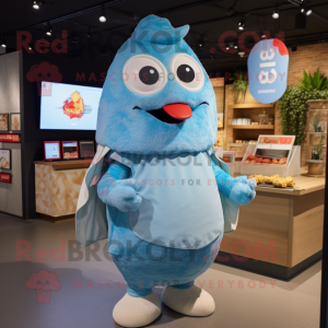 Sky Blue Chicken Parmesan mascot costume character dressed with a Romper and Wraps