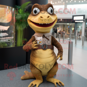Brown Lizard maskot kostume...