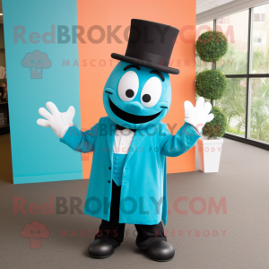 Cyan Jambalaya mascot costume character dressed with a Tuxedo and Hats