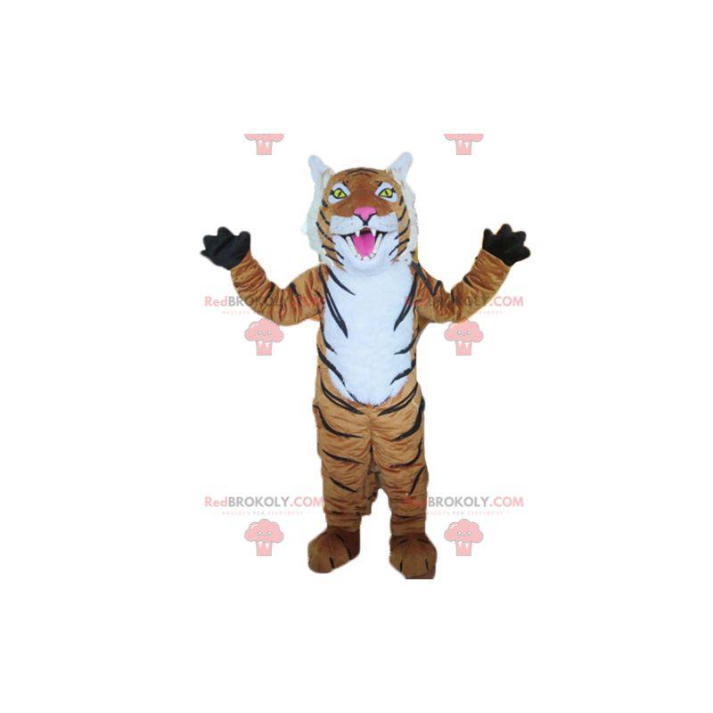 Maskottchen brauner weißer und schwarzer Tiger - Redbrokoly.com