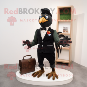 Olive Pheasant mascot costume character dressed with a Tuxedo and Wallets