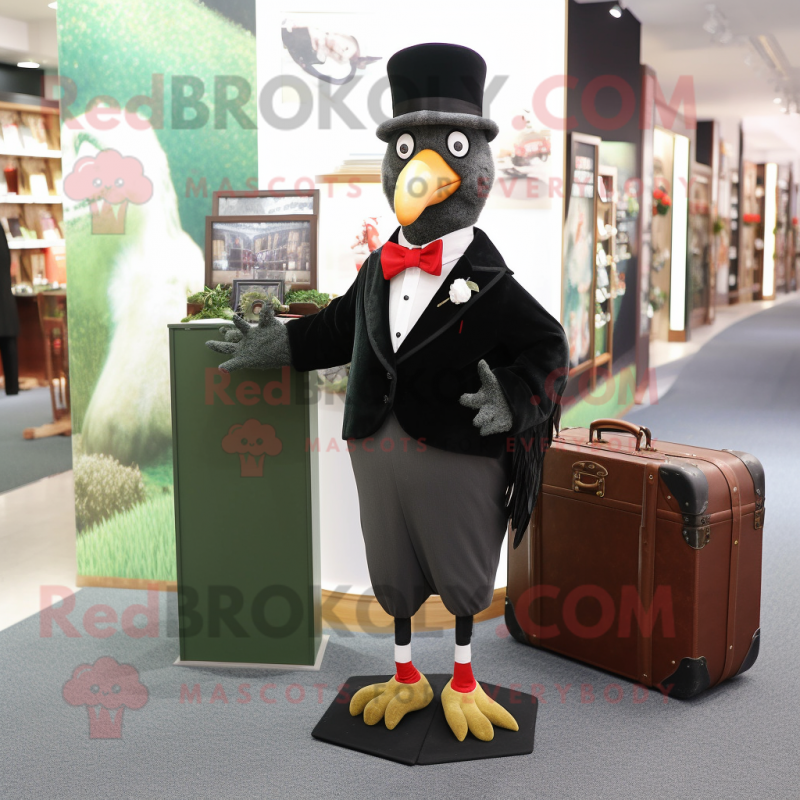 Olive Pheasant mascot costume character dressed with a Tuxedo and Wallets