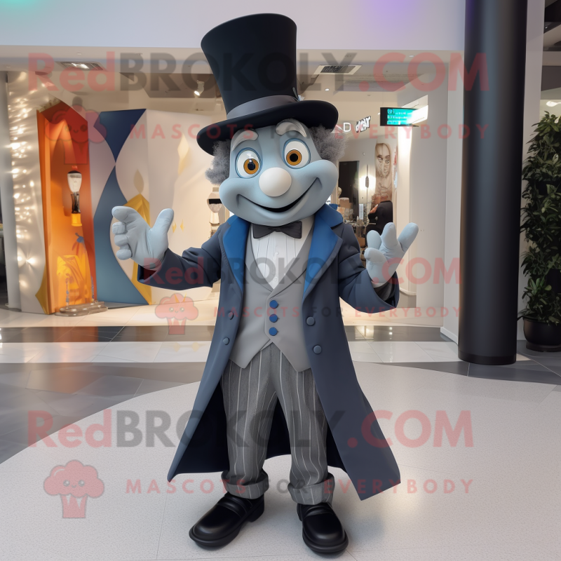 Gray Magician mascot costume character dressed with a Tuxedo and Berets Gray Magician mascot costume character dressed with a Tuxedo and Berets