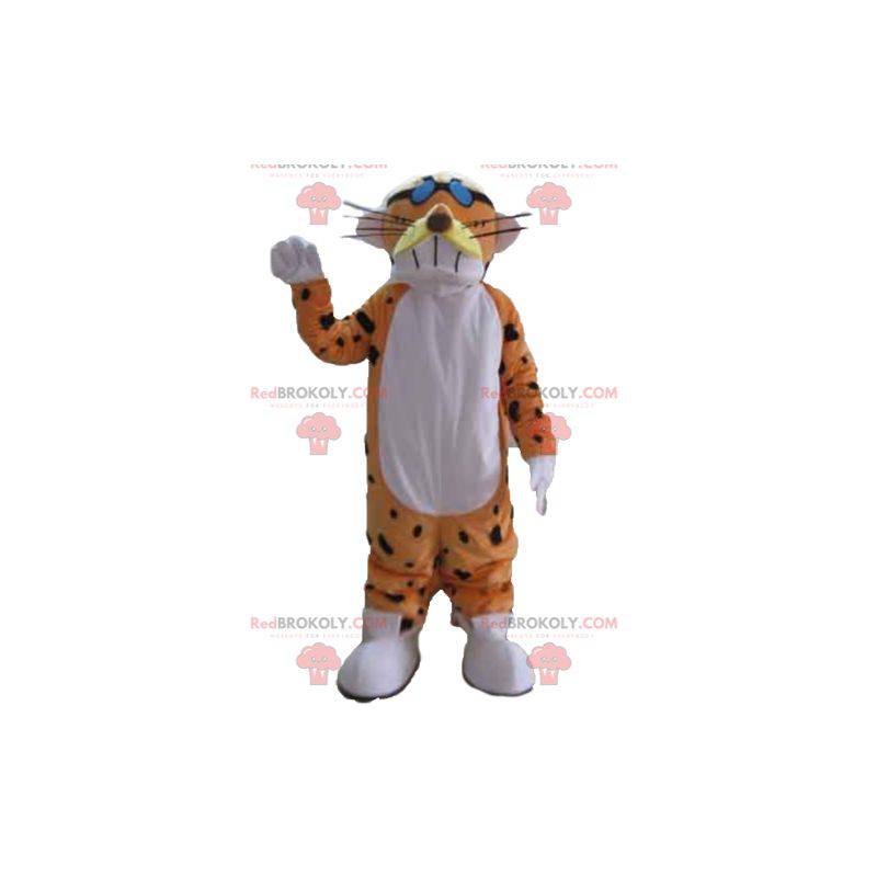 Mascotte de tigre orange blanc et noir fun et coloré -