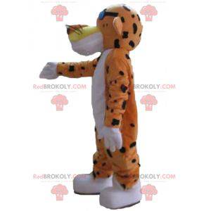 Divertente e colorato arancione mascotte tigre bianca e nera -