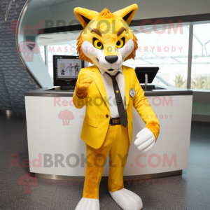 Geel Lynx mascotte kostuum...