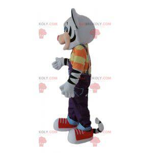 Mascot white and black tiger with a colorful outfit -