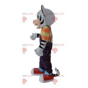 Mascot white and black tiger with a colorful outfit -