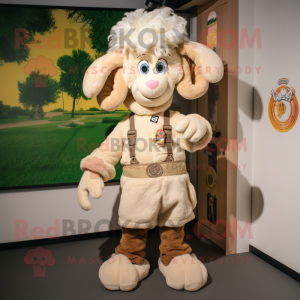 Beige Ram mascotte kostuum...