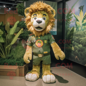 Olive Tamer Lion mascot costume character dressed with a Romper and Keychains