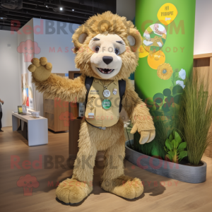 Olive Tamer Lion mascot costume character dressed with a Romper and Keychains