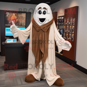 Brown Ghost mascot costume character dressed with a Capri Pants and Pocket squares
