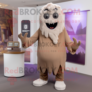 Brown Ghost mascot costume character dressed with a Capri Pants and Pocket squares