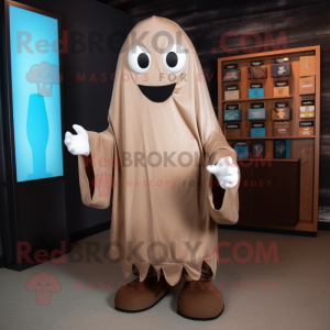 Brown Ghost mascot costume character dressed with a Capri Pants and Pocket squares