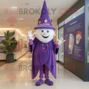 Purple Queen mascot costume character dressed with a Capri Pants and Hats