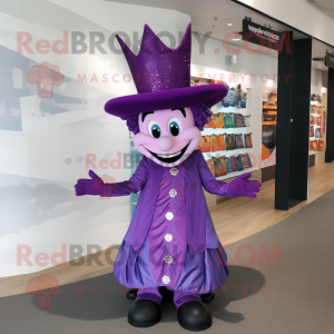 Purple Queen mascot costume character dressed with a Capri Pants and Hats