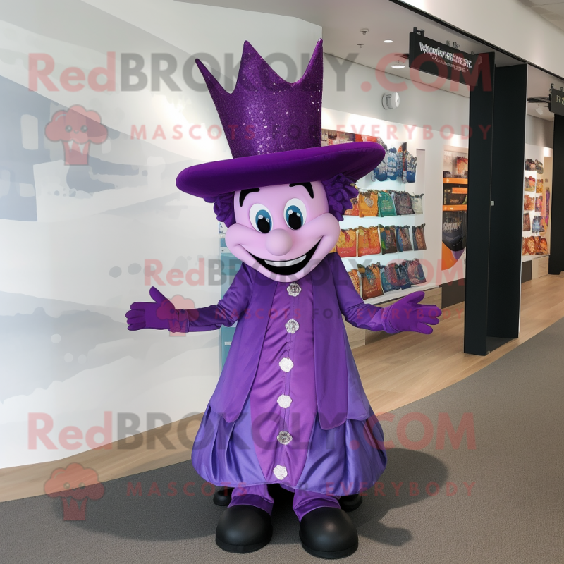 Purple Queen mascot costume character dressed with a Capri Pants and Hats Purple Queen mascot costume character dressed with a Capri Pants and Hats