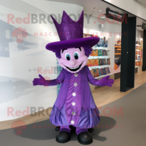 Purple Queen mascot costume character dressed with a Capri Pants and Hats