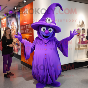 Purple Queen mascot costume character dressed with a Capri Pants and Hats