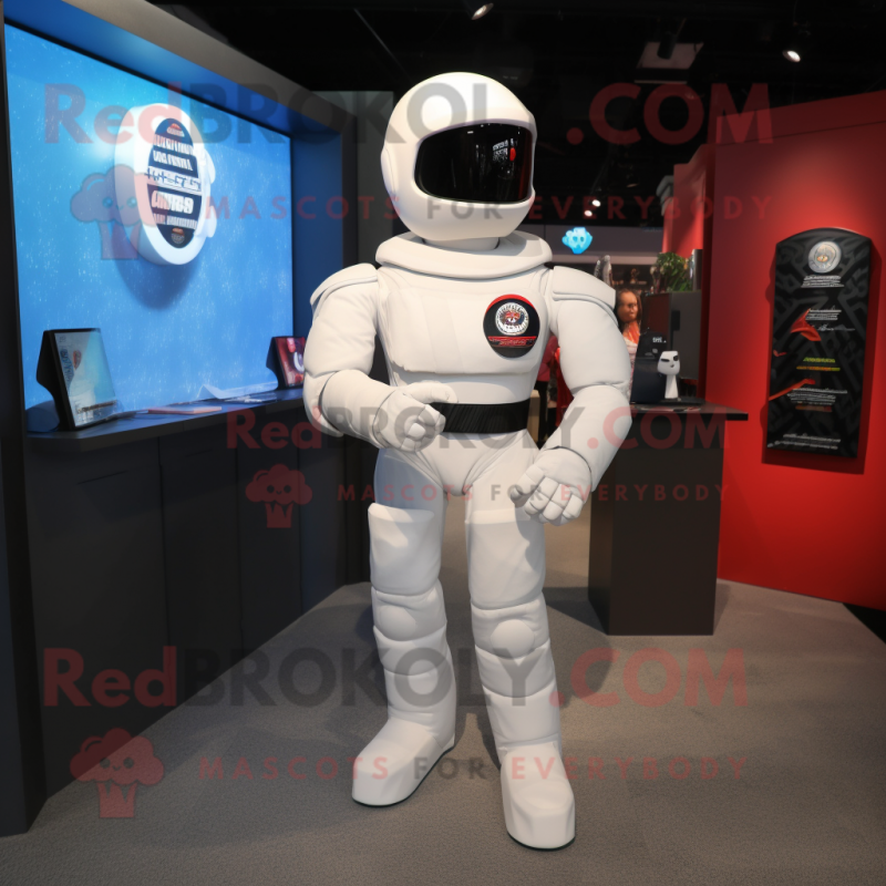 White Gi Joe mascot costume character dressed with a Evening Gown and Backpacks White Gi Joe mascot costume character dressed with a Evening Gown and Backpacks