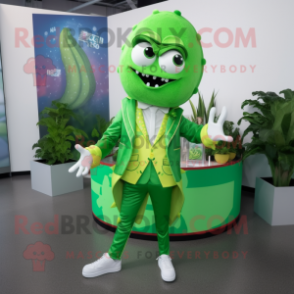 Lime Green Enchiladas mascot costume character dressed with a Suit Jacket and Anklets