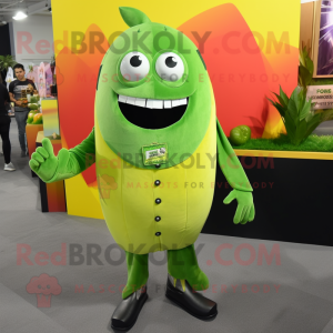 Lime Green Enchiladas mascot costume character dressed with a Suit Jacket and Anklets