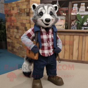 nan Badger mascot costume character dressed with a Chambray Shirt and Handbags