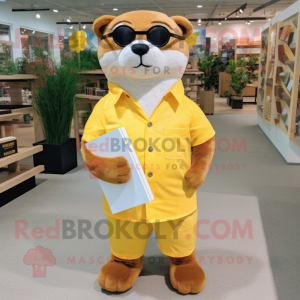 Yellow Otter maskot kostume...