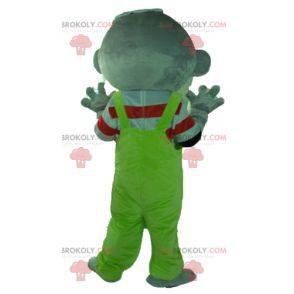 Grijze koala mascotte met groene overall - Redbrokoly.com