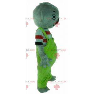 Gray koala mascot with green overalls - Redbrokoly.com