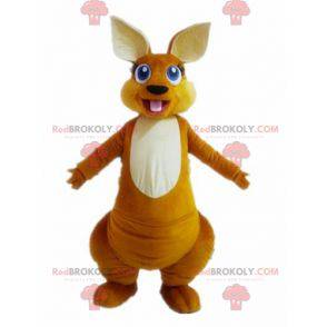Orange and white kangaroo mascot with blue eyes - Redbrokoly.com