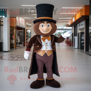 Brown Ring Master mascot costume character dressed with a Suit and Pocket squares