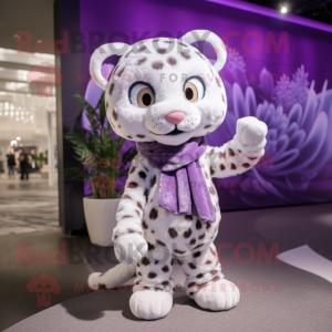 Lavender Leopard mascot costume character dressed with a Romper and Wraps