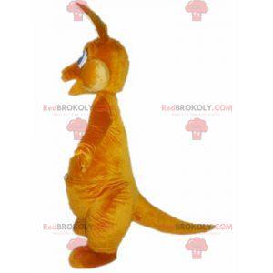 Mascote canguru laranja e branco com olhos azuis -