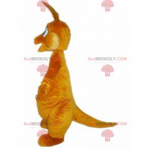 Mascote canguru laranja e branco com olhos azuis -