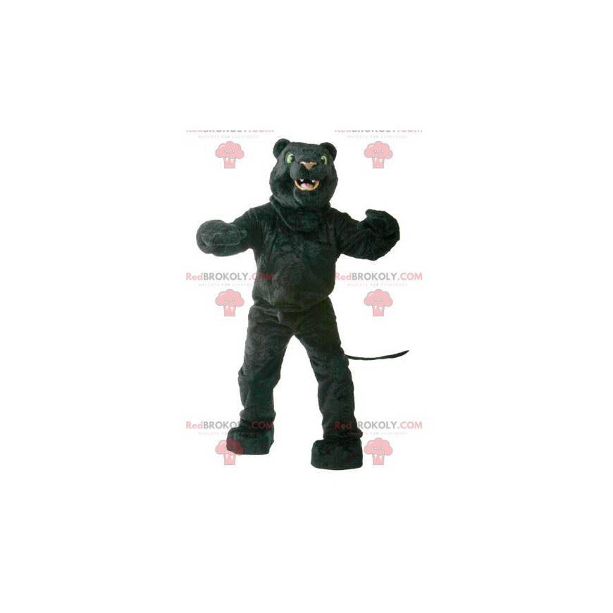 Mascotte zwarte panter met groene ogen - Redbrokoly.com