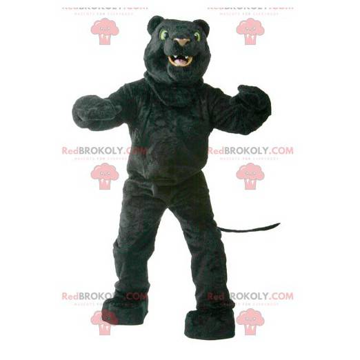 Mascotte zwarte panter met groene ogen - Redbrokoly.com