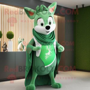 Green Deer mascot costume character dressed with a Polo Shirt and Shawls